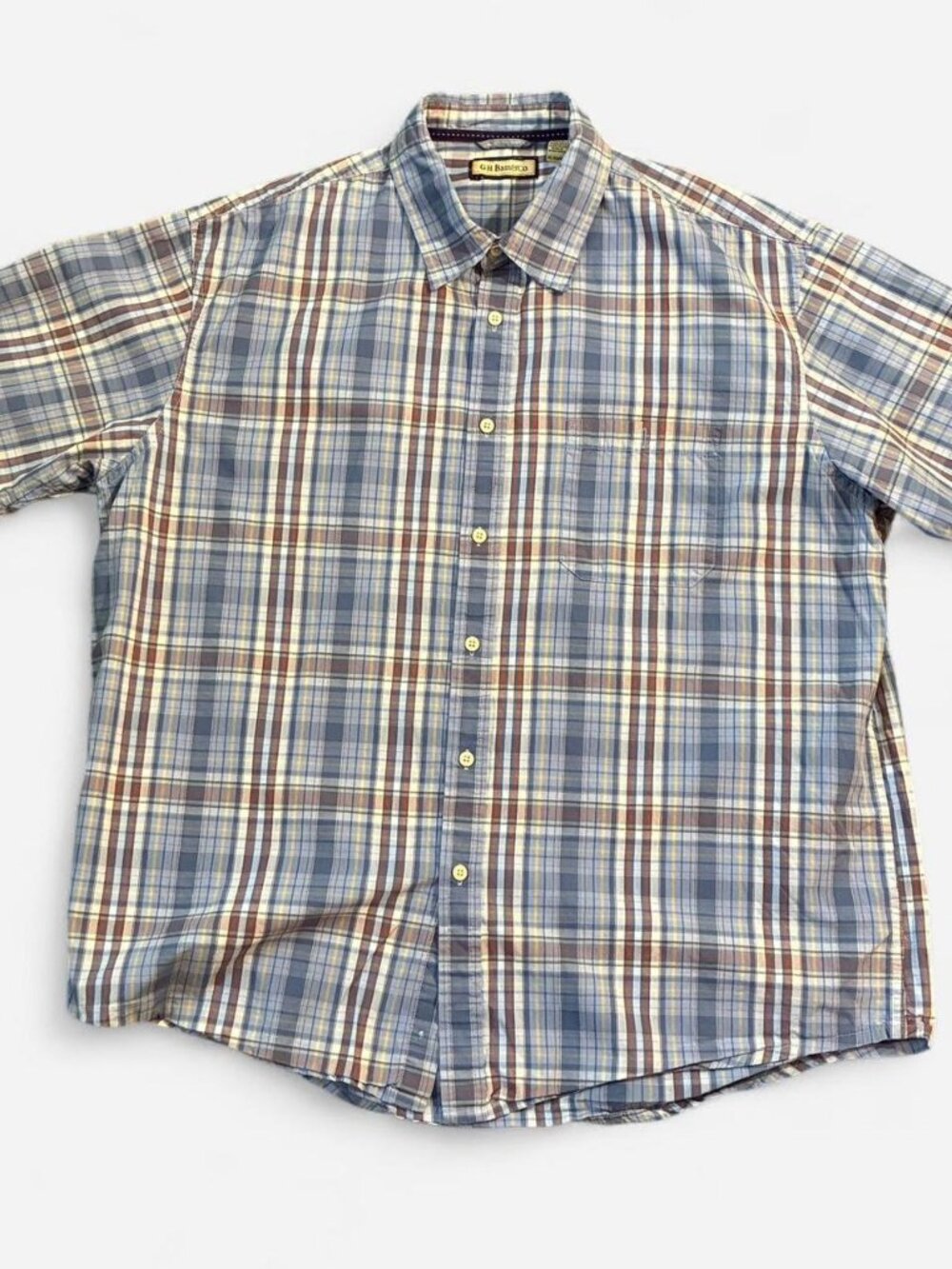 Gh Bass Blue Plaid Button Up Shirt